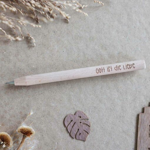 Kugelschreiber Holz Gott ist die Liebe