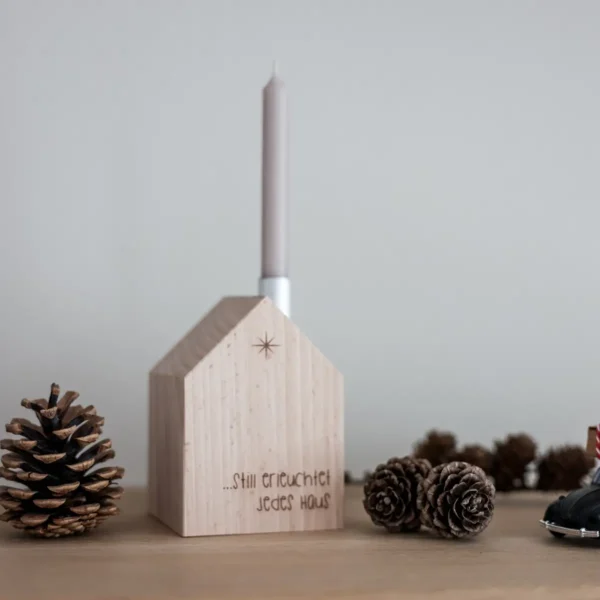 Dekohaus mit Kerze Still erleuchtet jedes Haus - Holz
