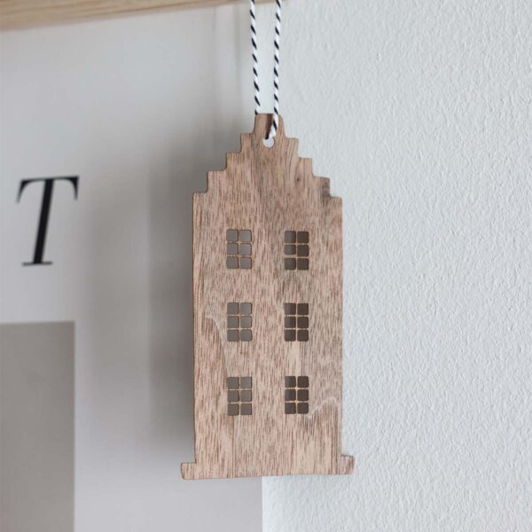 Anhänger Grachtenhaus Amsterdam, Holz dunkel