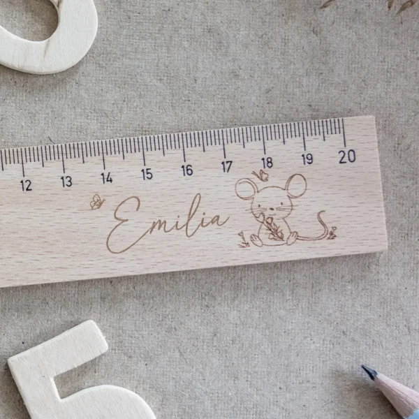 Personalisiertes Lineal Namensgravur Einschulung Holz