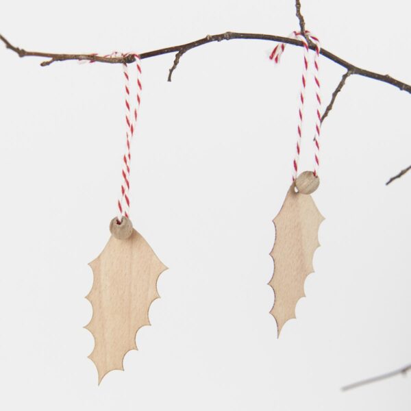 Anhänger / Ornament "Stechpalme" Holz, 2er Set – Bild 2